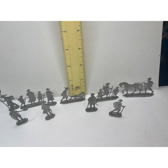 Set Of 10 Vintage Pewter Miniature Figurines With Colonial Theme 61d - Picture 9 of 11